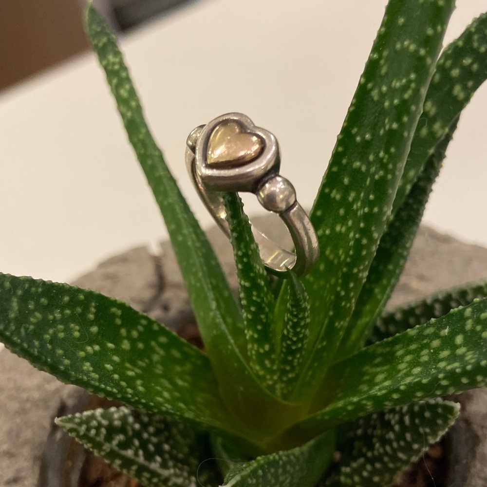 James Avery SS and Gold Heart Ring- Sz 5